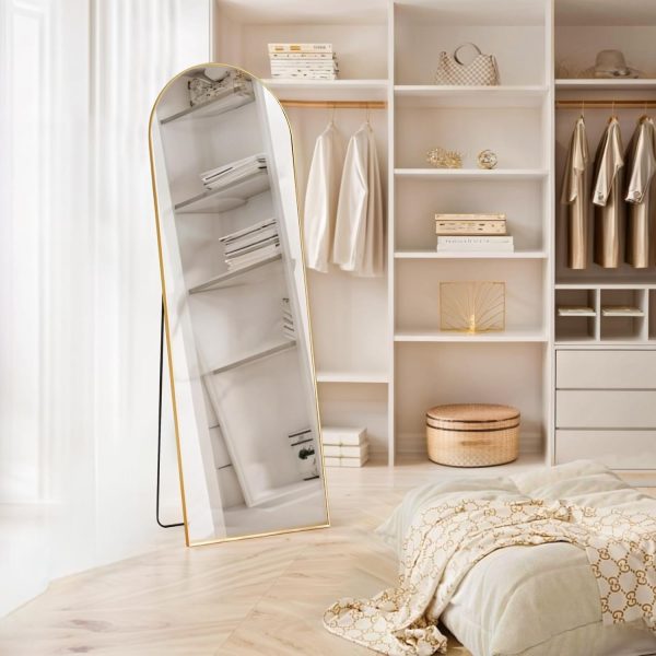 Arched Mirror Full Length, 16"x59" Body Wall Mirrors with Shatter-Proof Glass, Floor Standing, Hanging or Leaning, Tall Arch Mirror with Stand Aluminum Alloy Frame for Bedroom Cloakroom - Image 2