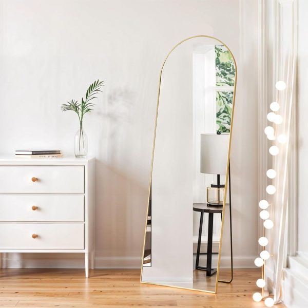 Arched Mirror Full Length, 16"x59" Body Wall Mirrors with Shatter-Proof Glass, Floor Standing, Hanging or Leaning, Tall Arch Mirror with Stand Aluminum Alloy Frame for Bedroom Cloakroom - Image 3