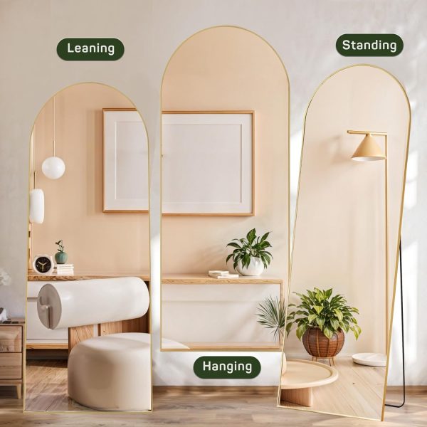 Arched Mirror Full Length, 16"x59" Body Wall Mirrors with Shatter-Proof Glass, Floor Standing, Hanging or Leaning, Tall Arch Mirror with Stand Aluminum Alloy Frame for Bedroom Cloakroom - Image 4