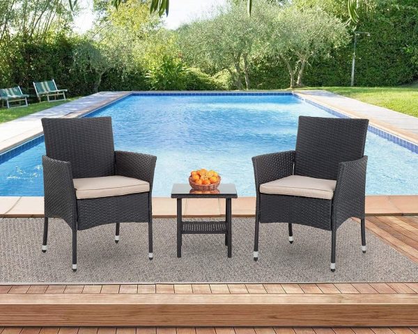 FDW Patio Furniture Set 4 Pieces Outdoor Rattan Chair Wicker Sofa Garden Conversation Bistro Sets for Yard,Pool or Backyard - Image 5