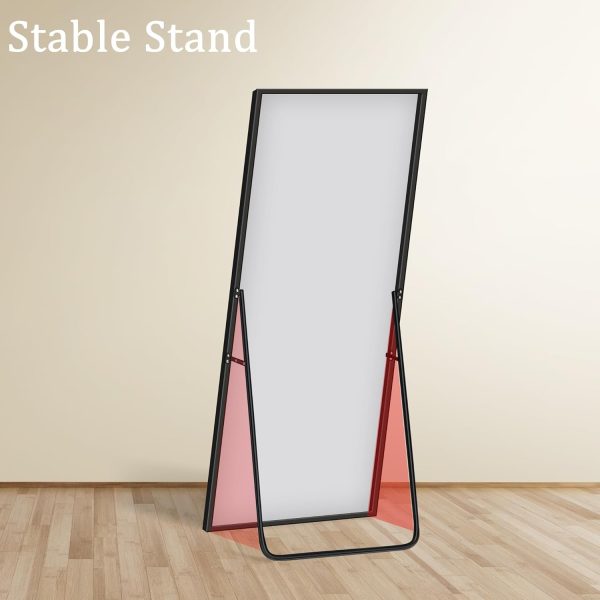 Full Length Mirror with Stand - 56" x 19" Aluminum Alloy Frame Full Body Mirror, Standing Hanging or Leaning Wall Floor Mirror for Bedroom Living Room Dressing Room, Black - Image 4