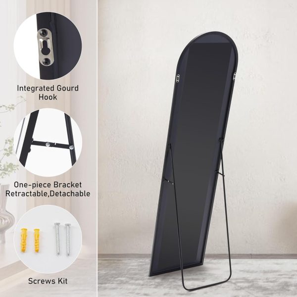 Sweetcrispy Arched Full Length Mirror 59"x16" Full Body Floor Mirror Standing Hanging or Leaning Wall, Arch Wall Mirror with Stand Aluminum Alloy Thin Frame for Bedroom Cloakroom,Black - Image 5